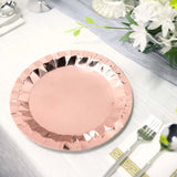 9inch Geometric Metallic Rose Gold Foil Dinner Paper Plates, Disposable Party Plates - 400 GSM