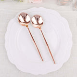 Glossy Blush/Rose Gold Heavy Duty Plastic Silverware Spoons, Premium Disposable Flatware Cutlery