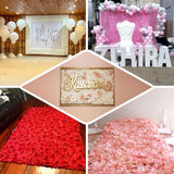 11 Sq ft. | Red 3D Silk Rose and Hydrangea Flower Wall Mat Backdrop