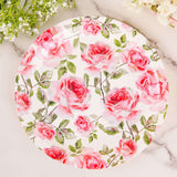 25 Pack | Rose 9inch Flower Bouquet Design Premium Dinner Paper Plates - 300 GSM