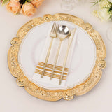 6 Pack Gold Round Acrylic Charger Plates With Floral Embossed Scalloped Rim, 13inch Unbreakable