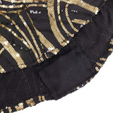 Black Gold Wave Embroidered Sequin Cocktail Spandex Table Cover