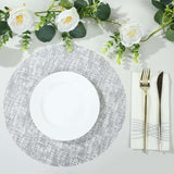 10 Pack Metallic Silver Glitter Mesh Round Table Mats, 13inch Polyester Dining Placemats