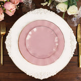 Dusty Rose Disposable Salad Plates with Gold Ruffled Rim, Disposable Appetizer Dessert Dinnerware