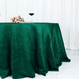 132inch Hunter Emerald Green Accordion Crinkle Taffeta Seamless Round Tablecloth