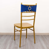 5 Pack Royal Blue Spandex Chair Sashes with Gold Diamond Buckles, Elegant Stretch Chair Bands