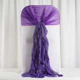 1 Set Purple Chiffon Hoods With Ruffles Willow Chiffon Chair Sashes