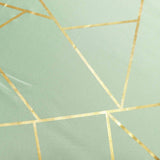 54inch x 54inch Sage Green Polyester Square Overlay With Gold Foil Geometric Pattern#whtbkgd