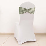 5 Pack Sage Green Premium Crushed Velvet Chair Sash Bands, Decorative Wedding Chair Sashes