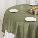 Dusty Sage Green Accordion Crinkle Taffeta Square Table Overlay