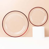 10 Pack Clear Regal Disposable Salad Plates With Gold Rim, 8inch Round Plastic Appetizer