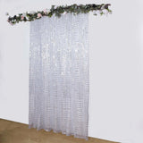 8ftx8ft Silver Geometric Sequin Event Curtain Drapes with Satin Backing, Seamless Opaque Sparkly