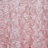 120inch Blush / Rose Gold Grandiose 3D Rosette Satin Round Tablecloth#whtbkgd