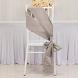 5 Pack Silver Lamour Satin Chair Sashes, Chair Bows - 6x106inch