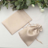 12 Pack | 6inch x 9inch Beige Satin Drawstring Wedding Party Favor Gift Bags