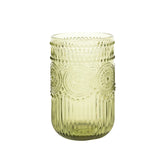 Vintage Embossed Drinking Glasses, Highball Cocktail Glass Tumblers Dusty Sage Green#whtbkgd