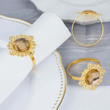 6 Pack | 2inch Gold Metal Crystal Rhinestone Napkin Rings, Diamond Bling Napkin Holders
