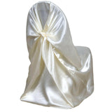 Ivory Satin Self-Tie Universal Chair Cover, Folding, Dining, Banquet and Standard