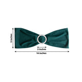 5 Pack | Hunter Emerald Green Spandex Stretch Chair Sashes with Silver Diamond Ring Slide