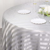 120inch Silver Satin Stripe Seamless Round Tablecloth