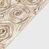 72x72inch Beige 3D Rosette Satin Table Overlay, Square Tablecloth Topper