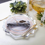 6 Pack 13inch Silver Scalloped Edge Clear Acrylic Plastic Charger Plates Round Dinner Charger Plates