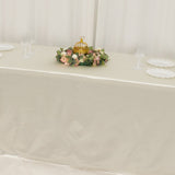 90"x156" Shimmer Pearl White Scuba Rectangle Tablecloth, Wrinkle Free Seamless Premium