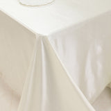 90"x132" Shimmer Pearl White Scuba Rectangle Tablecloth, Wrinkle Free Seamless Premium