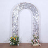 8ft Silver Double Sided Big Payette Sequin Open Arch Wedding Arch Cover, U-Shaped Wedding Slipcover