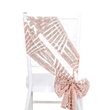 5 Pack Blush Rose Gold Geometric Diamond Glitz Sequin Chair Sashes