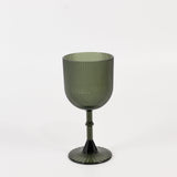 12 Pack Hunter Emerald Green Ribbed Reusable Plastic Wine Goblets