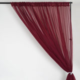 Burgundy Fire Retardant Sheer Organza Premium Curtain Panel Backdrops With Rod Pockets - 10ftx10ft