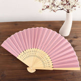 5 Pack Dusty Rose Asian Silk Folding Fans Party Favors, Oriental Folding Fan Favors