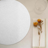 20 Pack | 13inch Silver Glitter Round Disposable Dining Placemats, Decorative Paper Table Mats