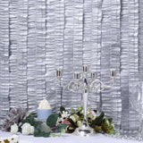 3 Rolls | 28ft Silver Ruffled Tissue Paper Party Streamers, Crepe Paper Backdrop Decorations