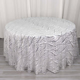 120inch Silver Wave Mesh Round Tablecloth With Embroidered Sequins