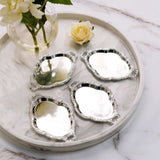 12 Pack | 4.5inch Silver Oval Mini Trays, Baroque Favor Candy Display Tray