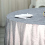 120inch Silver Seamless Premium Velvet Round Tablecloth, Reusable Linen