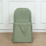 Dusty Sage Green Polyester Folding Chair Cover, Reusable Stain Resistant Slip On Chair Cover