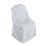 10 Pack Silver Polyester Folding Chair Covers, Reusable Stain Resistant Slip On Chair Covers