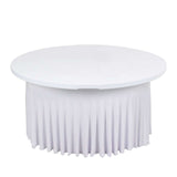 6ft White Wavy Spandex Fitted Round 1-Piece Tablecloth Table Skirt, Stretchy Table Cover Ruffles