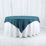 70"x70" Peacock Teal Polyester Square Table Overlay