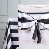 5 Pack | 6" x 108 " | Black & White | Stripe Satin Chair Sashes