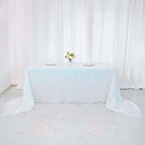 90inch x 156inch Iridescent Blue Big Payette Sequin Rectangle Tablecloth Premium