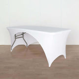 6ft White Open Back Stretch Spandex Table Cover, Rectangular Fitted Tablecloth