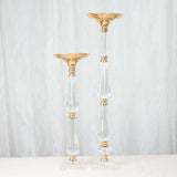 32inch Gold / Clear Acrylic Crystal Flower Bowl Pedestal Stand