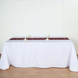 9ft Burgundy With Gold Foil Geometric Pattern Table Runner