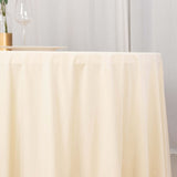 132inch Beige Premium Scuba Wrinkle Free Round Tablecloth, Seamless Scuba Polyester Tablecloth