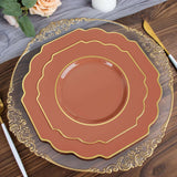 10 Pack 11inch Terracotta (Rust) Heavy Duty Disposable Baroque Dinner Plates