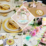 25-Pack Paper Round Dessert Plates in Lavender Lilac Sunray Design with Gold Rim